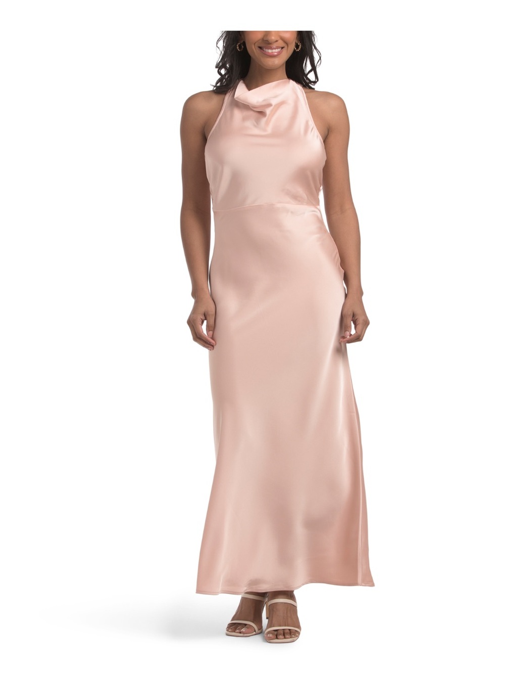 House of Harlow 1960 Blush Satin Halter Cowl Maxi size M dr3